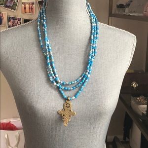 Aqua/gold necklace
